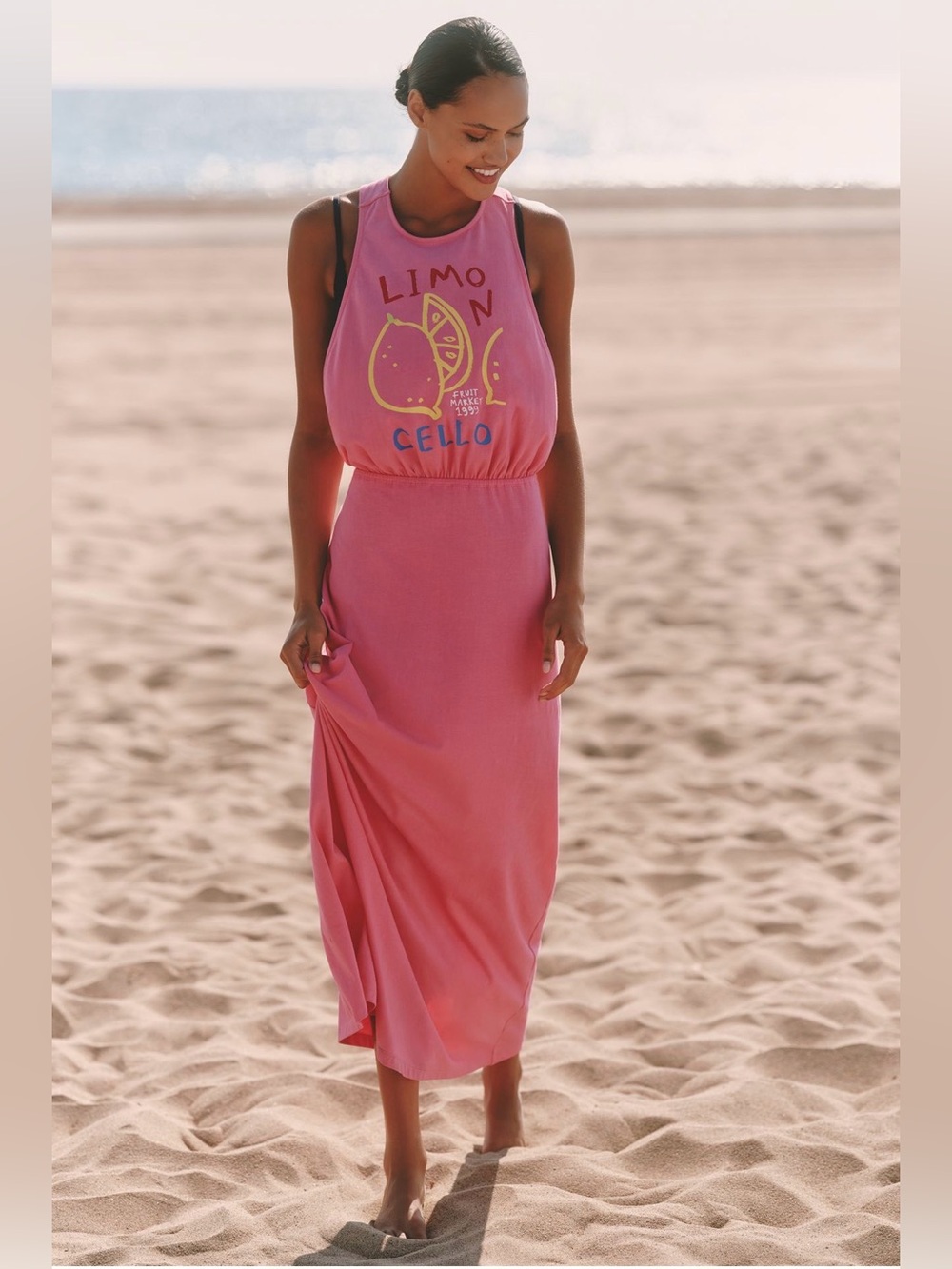 Anthropologie Celandine Jordan Nickson Limoncello Twist Back Maxi Dress M
